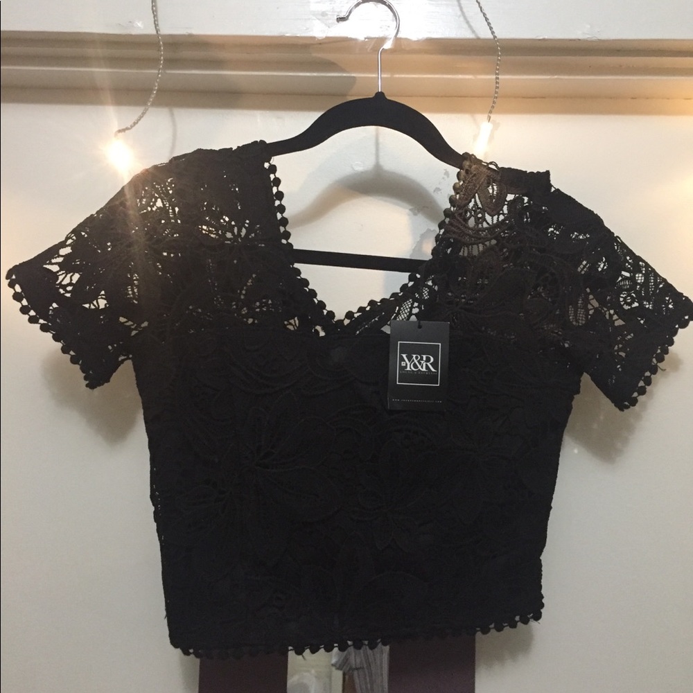 Black lace crop too